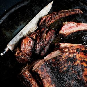 Grilled porcini-rubbed rack of veal